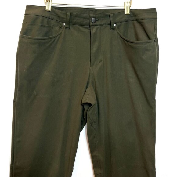 Lululemon ABC Slim-Fit Pants Warpstreme Olive Green 35" Waist Mens Stretchy - Picture 5 of 8